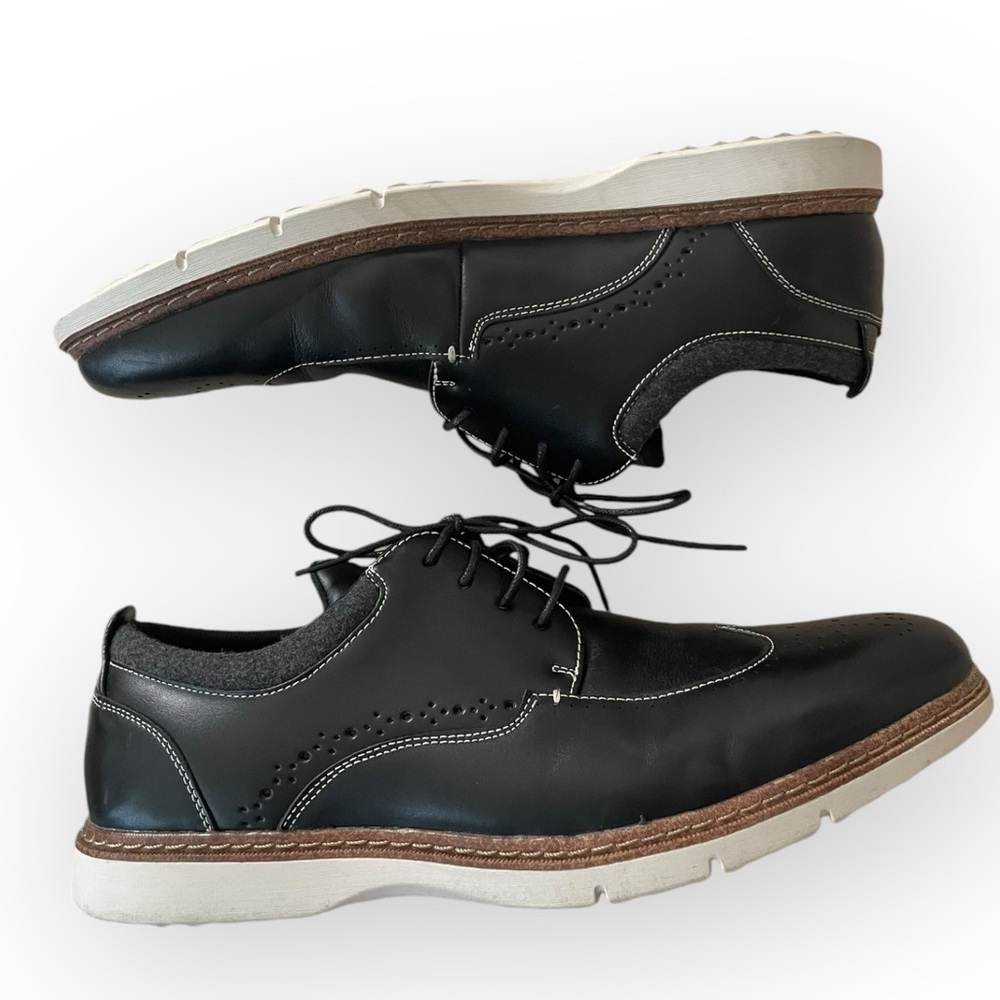 Stacy Adams Synergy Wingtip Oxford men’s leather upper shoes black size 11
